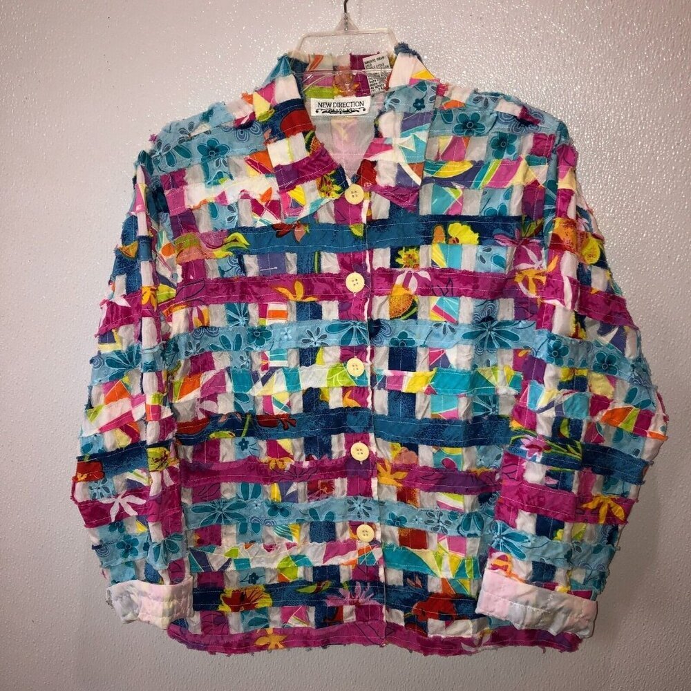 New Direction Size Large Floral Patchwork Colorfu… - image 7